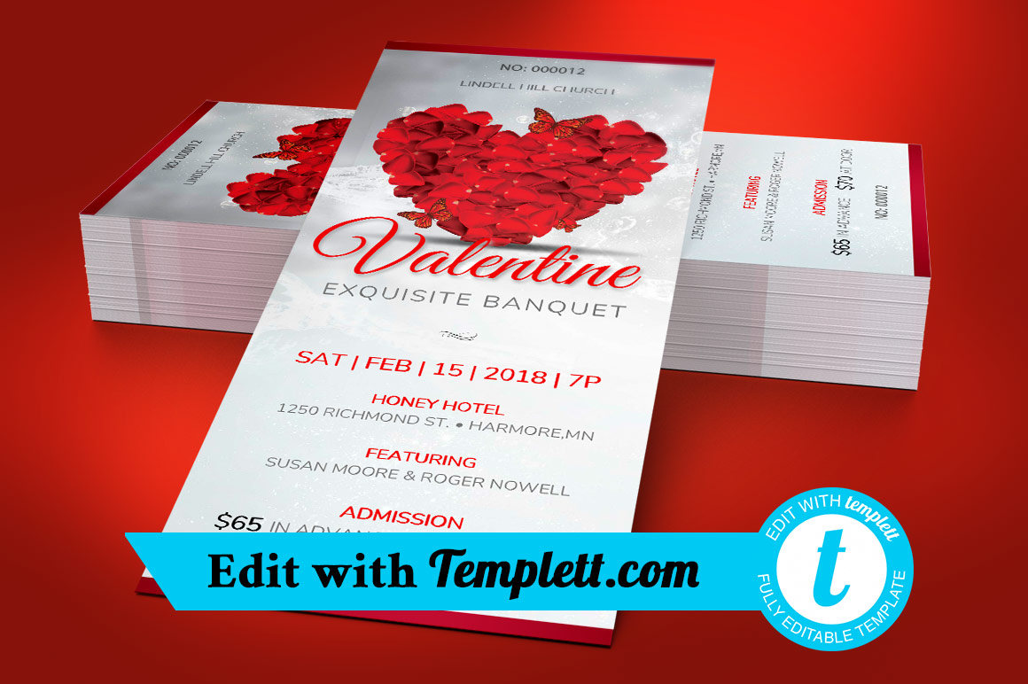 Petals Valentines Banquet Ticket Templett