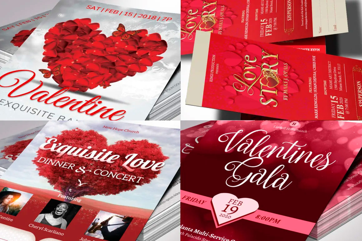 Valentines Day Templates Flyers Tickets for Word