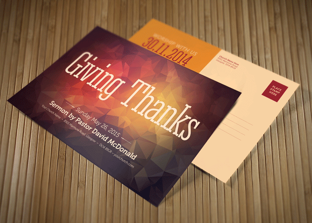 Giving Thanks Church Postcard Template