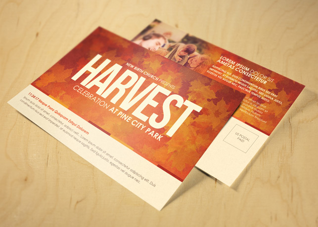 Harvest Celebration Church Postcard Template