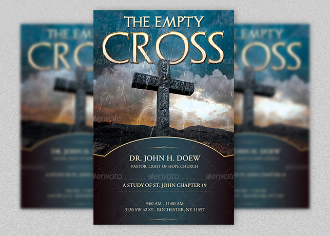 Empty Cross Church Flyer, Slide and CD Template