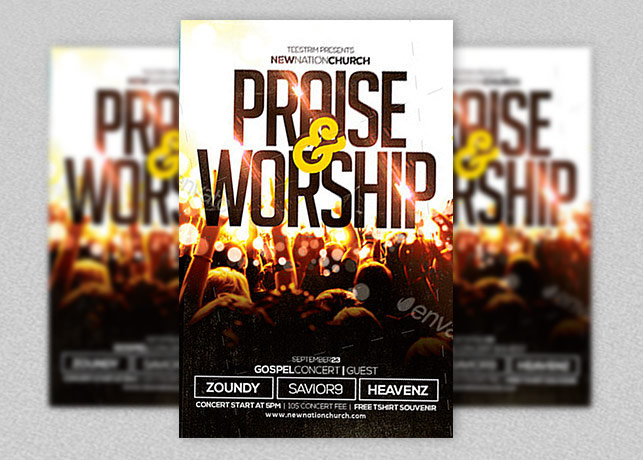 Praise And Worship Church Flyer