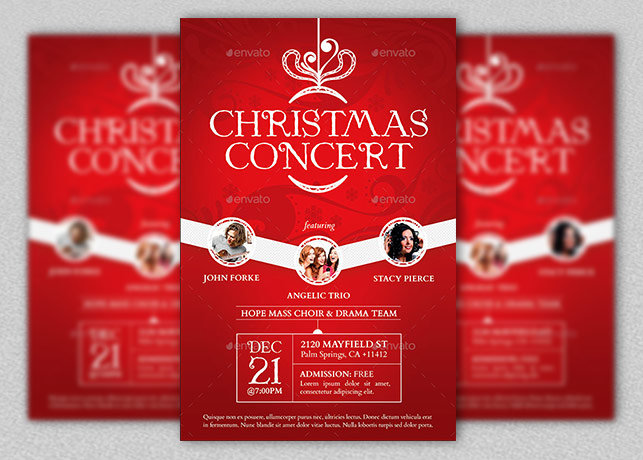 Red Christmas Concert Flyer and Poster Template