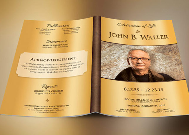 Solid Gold Funeral Program Template
