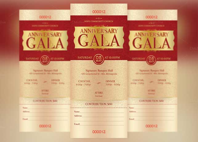 Anniversary Gala Ticket Template