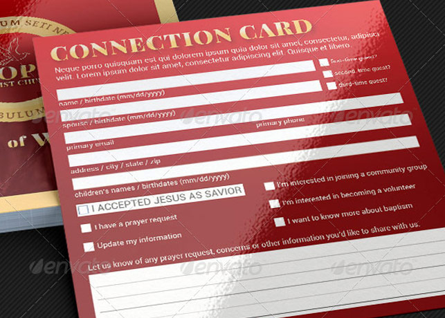 Church Square Connection Card Template