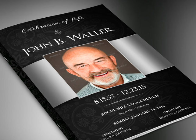 Black Silver Dignity Funeral Program Publisher Template