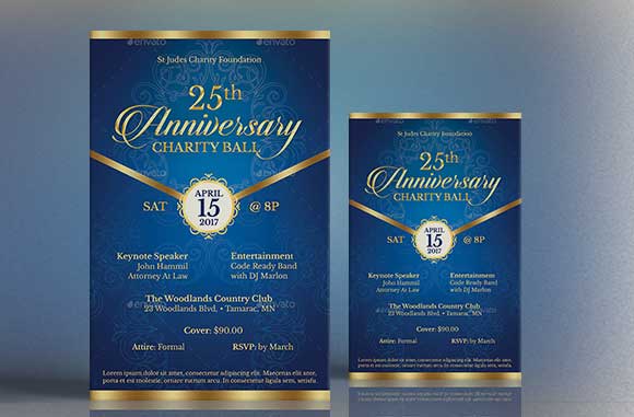 Blue Anniversary Gala Church Flyer Poster Template