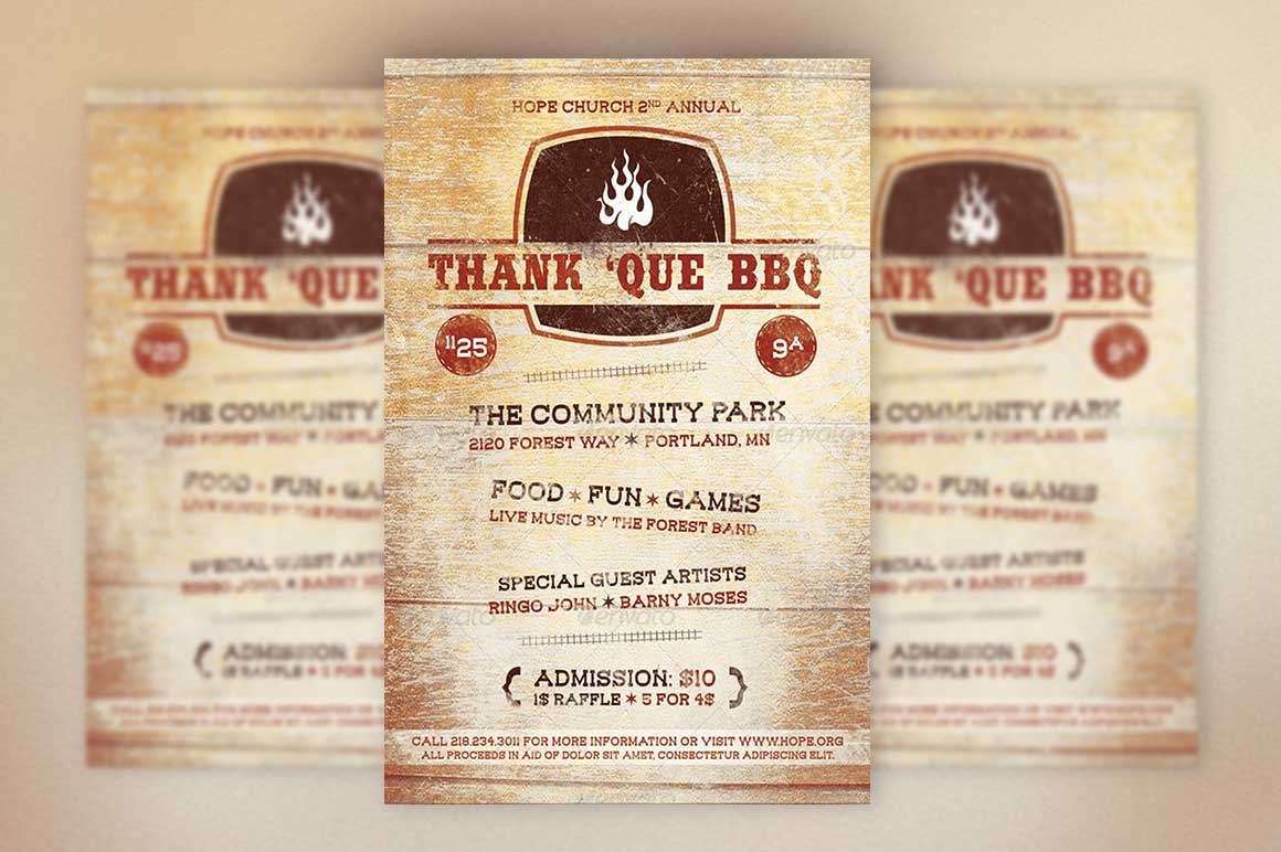 Western BBQ Charity Flyer Template
