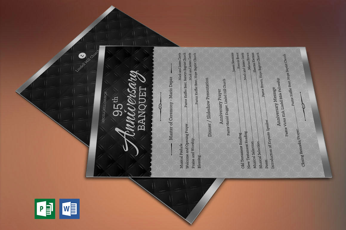 Silver Church Anniversary One Sheet Program Publisher Word Template