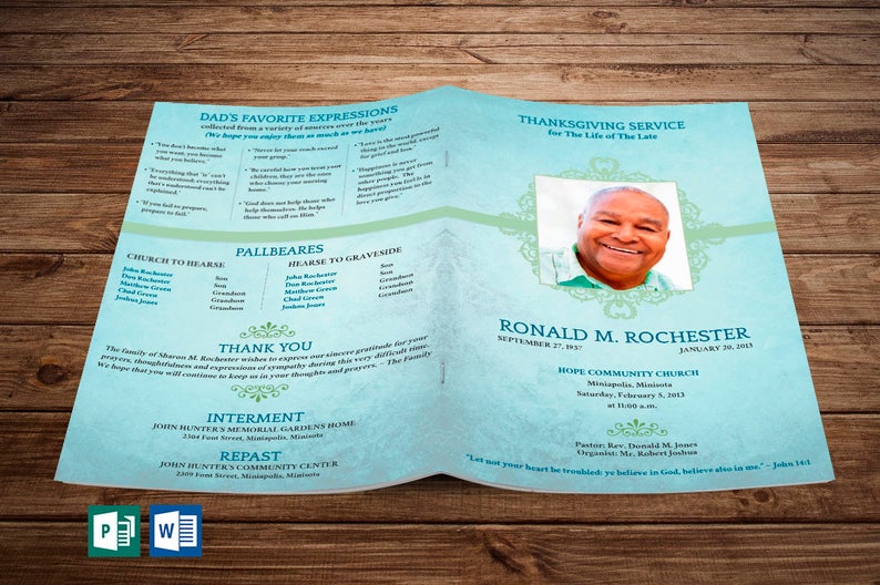 Funeral Program Word Publisher Template