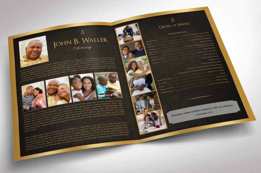 Black Dignity Funeral Program Tabloid Word Publisher Template Inspiks