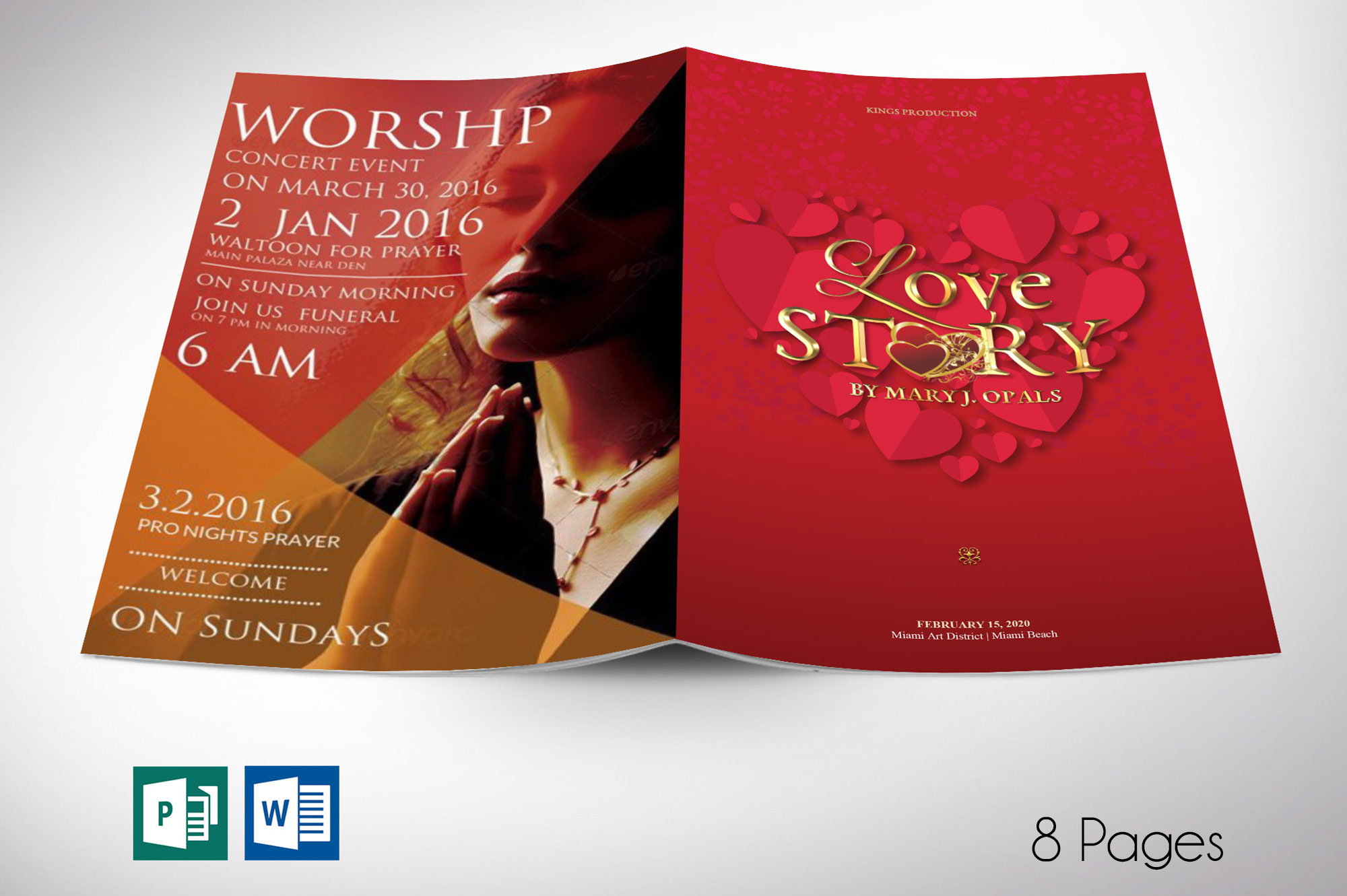 Valentine Love Story Program Word Publisher Template  Inspiks Market Throughout Playbill Template Word