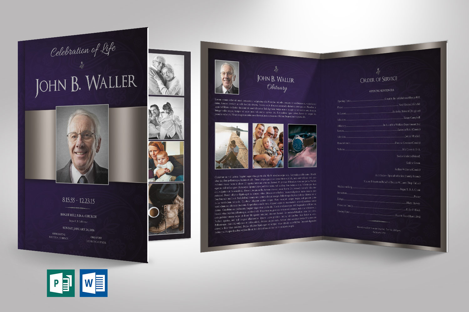 Dignity Funeral Program Word Publisher Tabloid Template