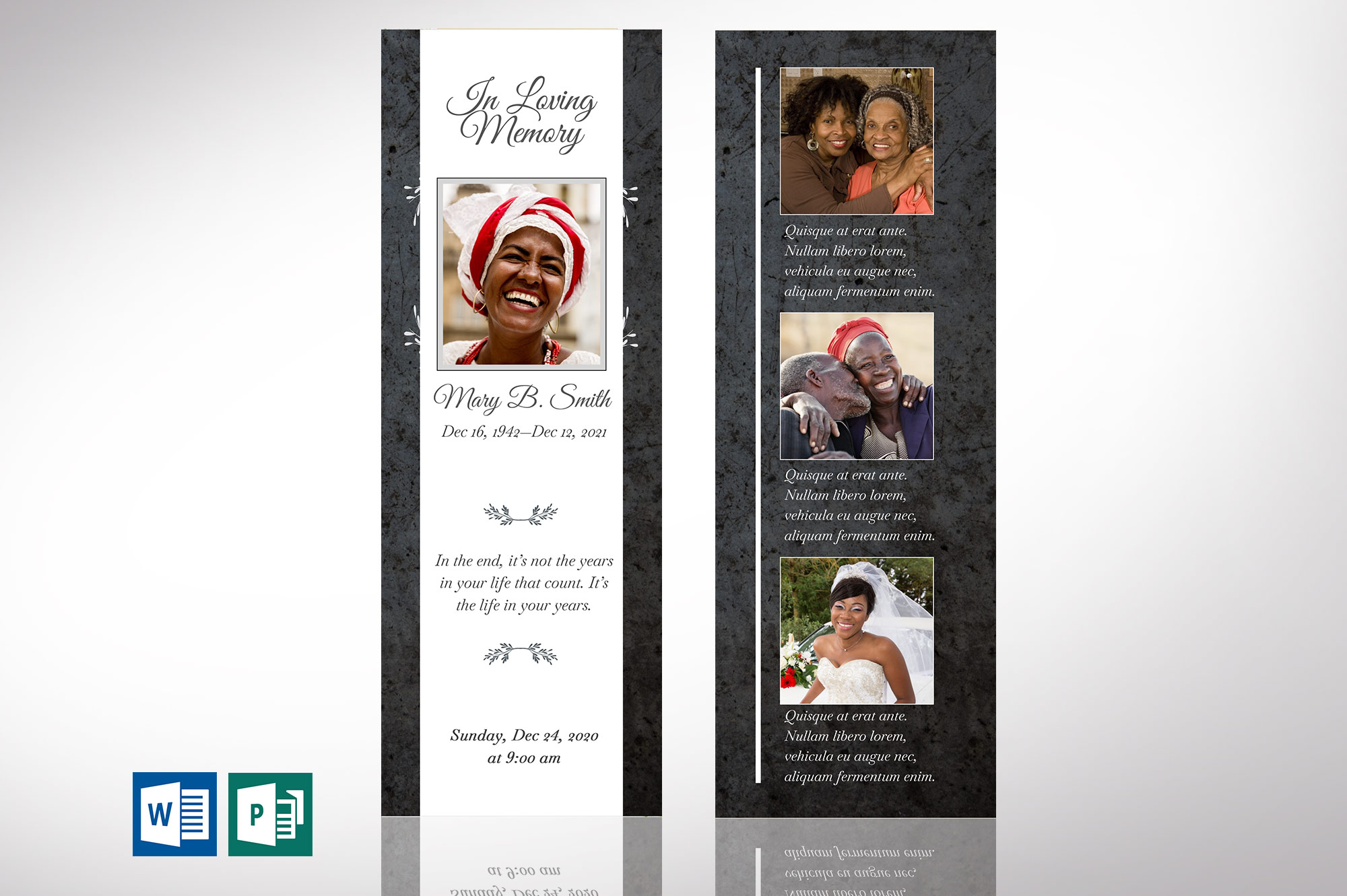 Graystone Funeral Bookmark Word Publisher Template