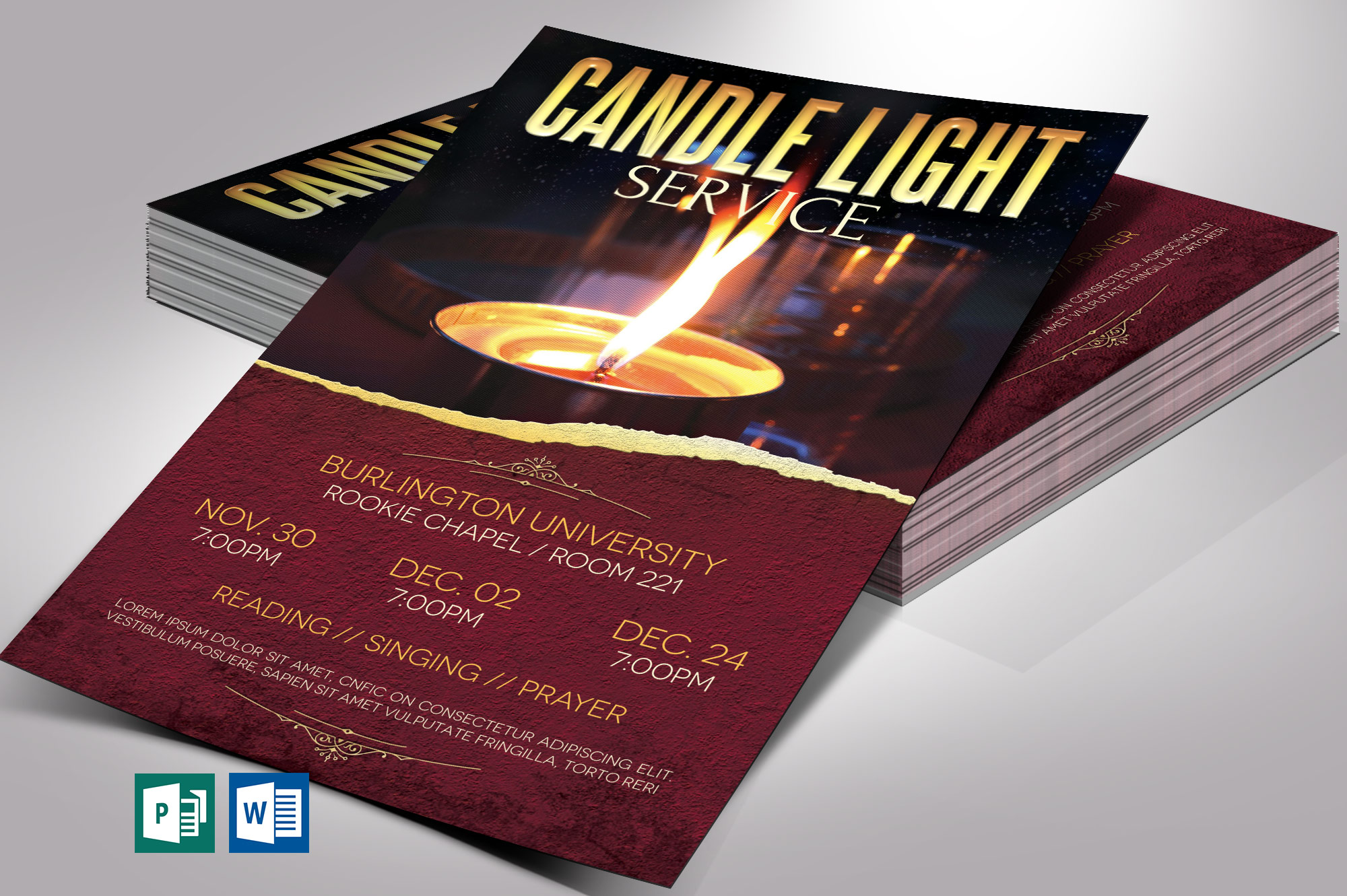 Candle Light Flyer Word Publisher Template