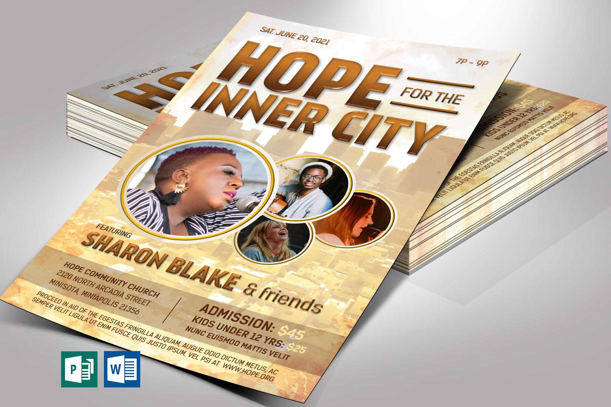 Charity Gospel Concert Flyer Word Publisher Template