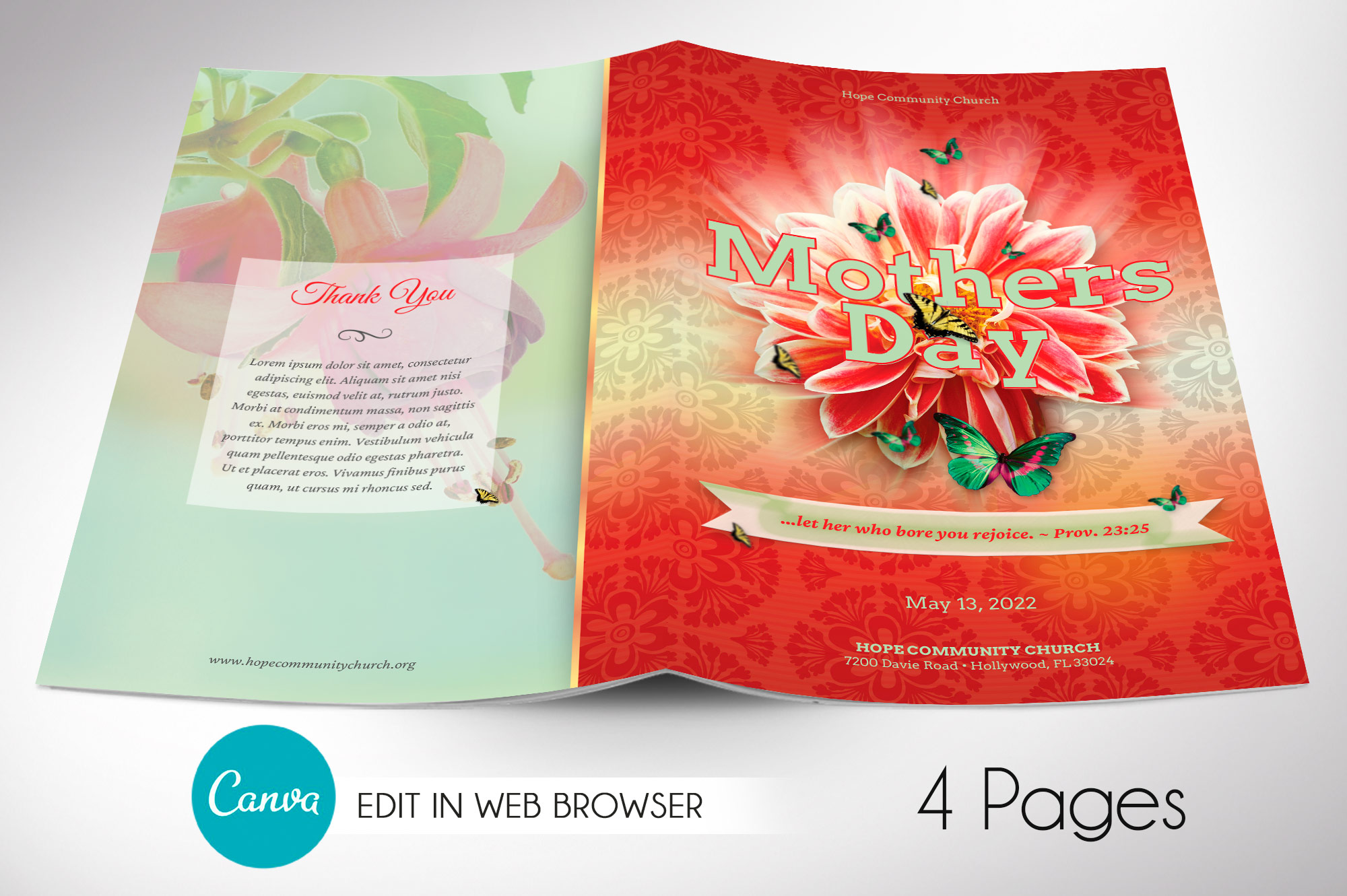 Mothers Day Program Canva Template
