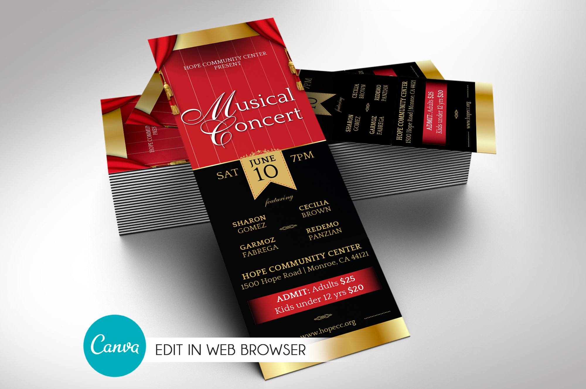 Musical Event Ticket Canva Template V2
