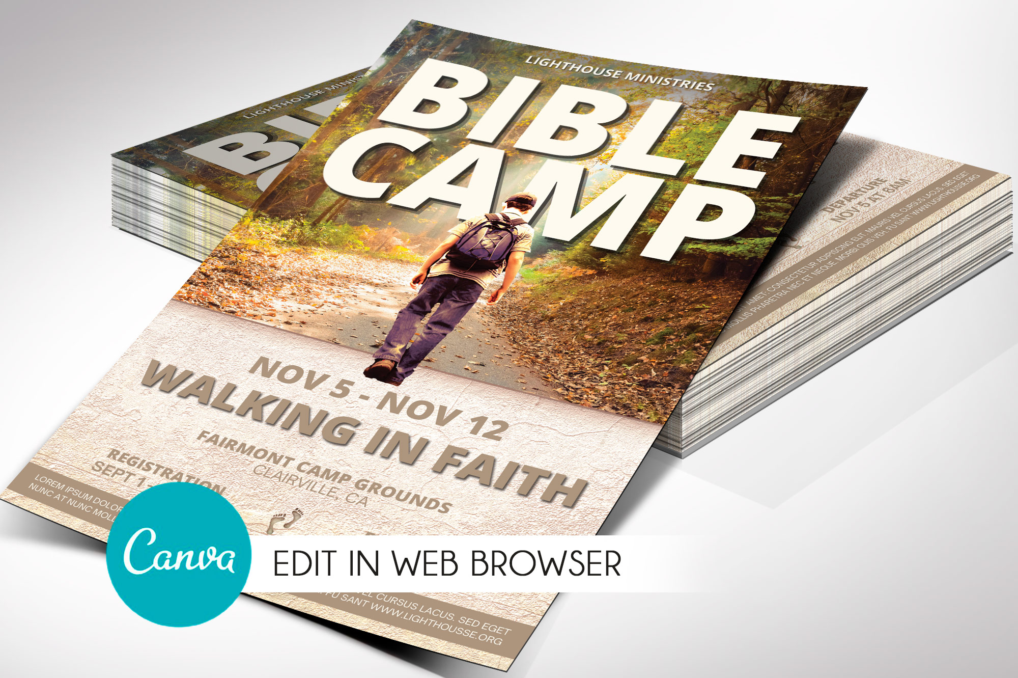 Youth Bible Camp Church Flyer Canva Template