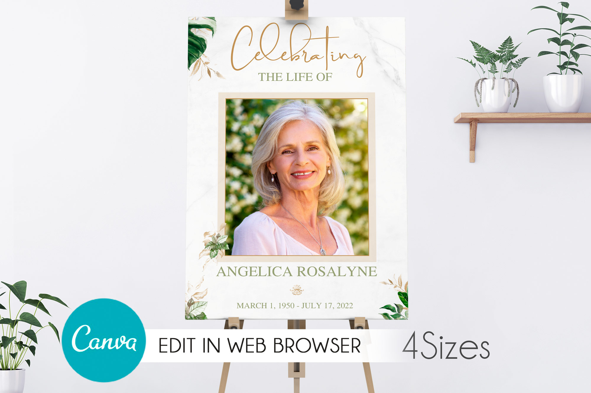Tropica Funeral Poster Canva Template