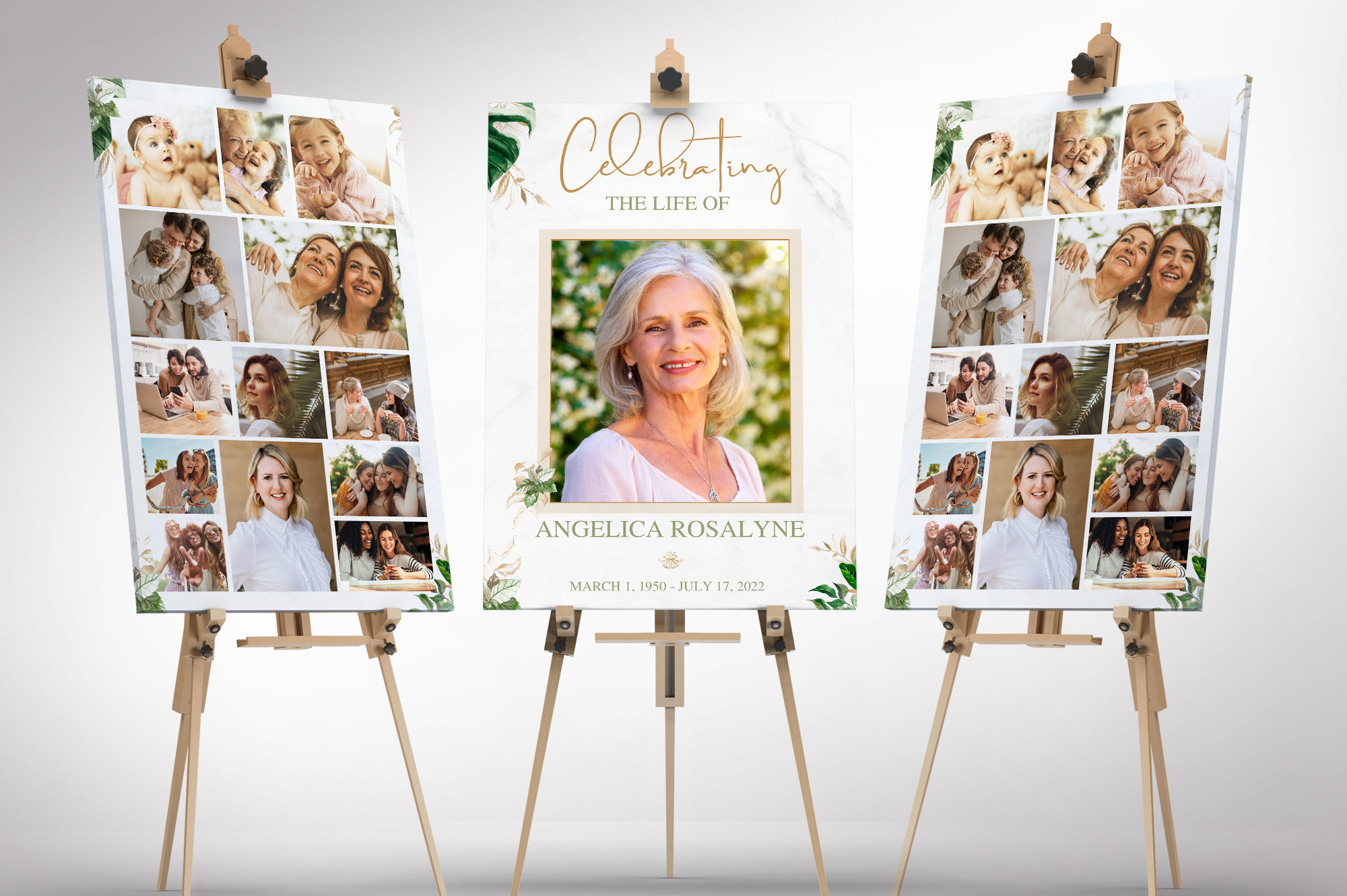 Tropica Funeral Photo Collage Poster Template Set for Canva