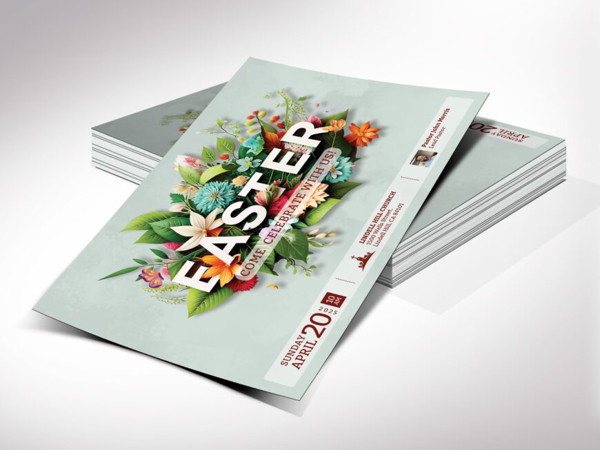 Floral Easter Sunday Postcard Template for Canva