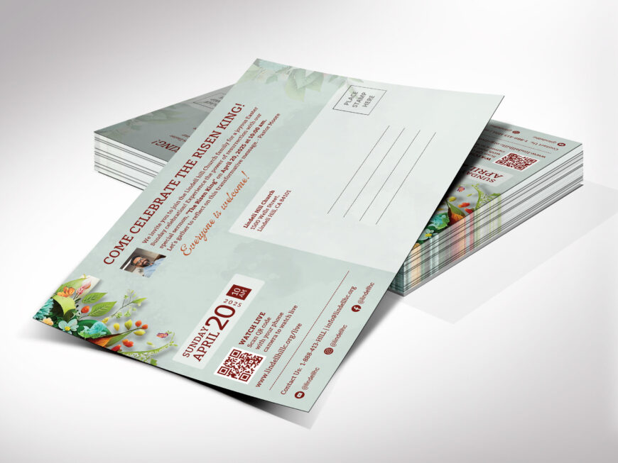 Floral Easter Sunday Postcard Template for Canva